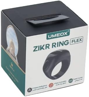 UMEOX iQIBLA Smart Tasbih Zikr Ring Flex (F01) Plastic Version, 3 Sizes, Muslim Prayer, Prayer timing reminder, OLED display Tasbih Counter, Smart Ring