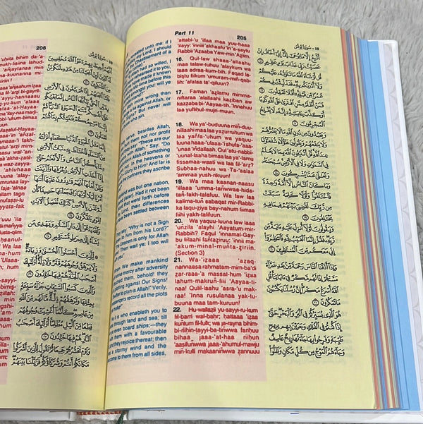 Large size The Holy Quran, with Translation and Translation (bookmark stain on cover) (Excellent condition inside)