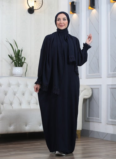 Elegant One-Piece Abaya and Prayer Dress Crepe Solid Color | Lightweight and Comfortable | Hijab Abaya Suit