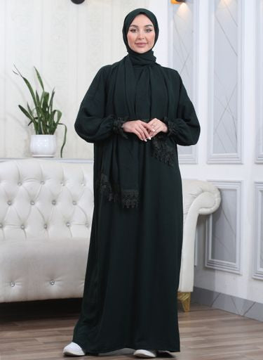 Elegant One-Piece Abaya and Prayer Dress Crepe Solid Color | Lightweight and Comfortable | Hijab Abaya Suit