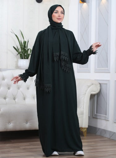 Elegant One-Piece Abaya and Prayer Dress Crepe Solid Color | Lightweight and Comfortable | Hijab Abaya Suit