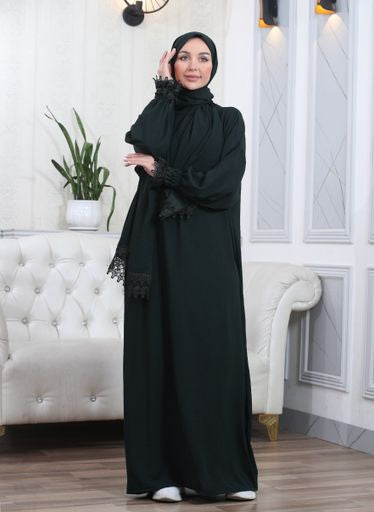 Elegant One-Piece Abaya and Prayer Dress Crepe Solid Color | Lightweight and Comfortable | Hijab Abaya Suit