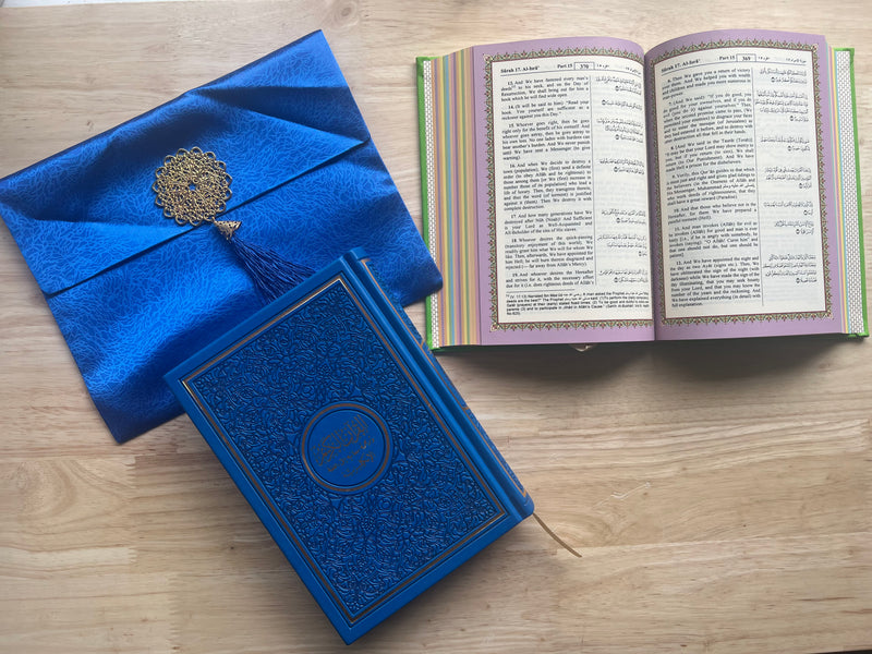 English Translation Quran with Satin Pouch