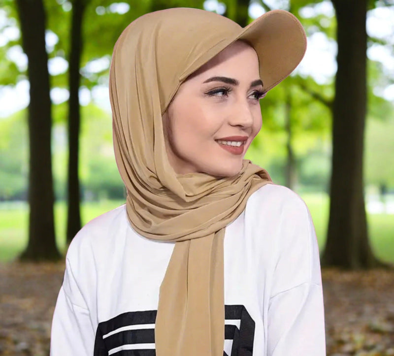 Muslim Hijab for Women Baseball Cap Scarf 2-in-1 Head Scarf Wrap