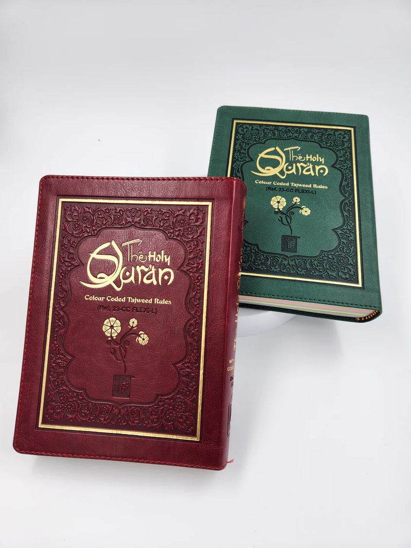 The Holy Quran Color Coded Tajweed Rules 13 Lines Flexible Binding With Slip Case (Indo Pak Script)