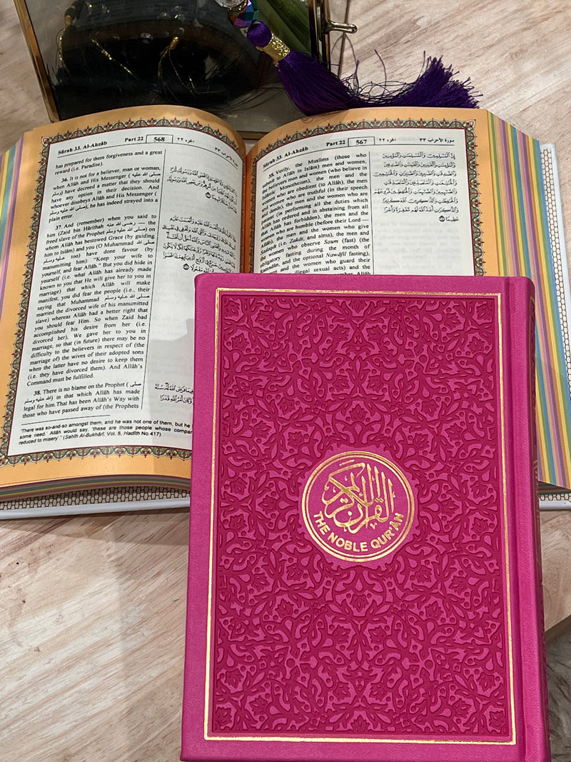 English Translation Quran w/colored pages - Medium Size Only