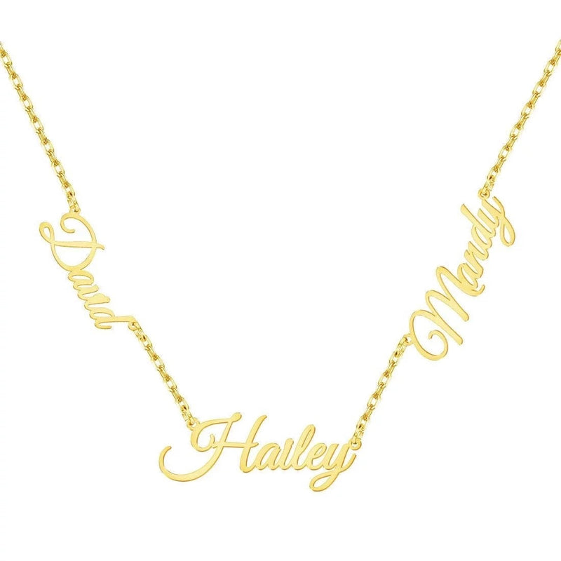 Triple Name Custom  Arabic Necklace 18K Gold Plated Necklaces