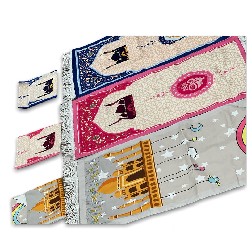 Little Kids colorful prayer mat with Pouch
