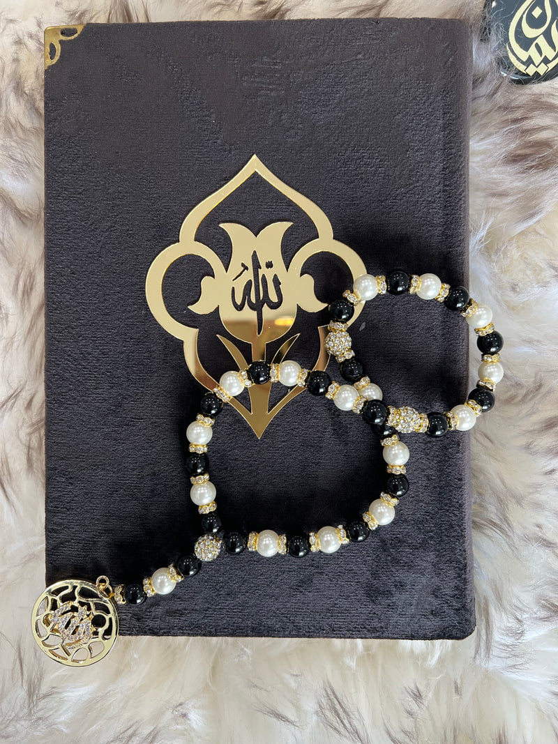 33 Beads PREMIUM Tasbih Misbaha with 24K gold plated Allah Pendant w/Gift Pouch