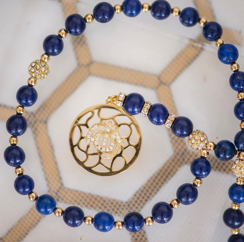 Antique 24k Gold Encrusted Necklace Islamic Prayer Beads عقد اسلامي تلبيس  ذهب