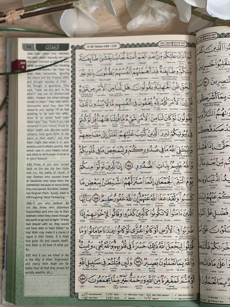 Word by Word Translation - Maqdis Quran with color coded Tajweed (Medium and Large size)